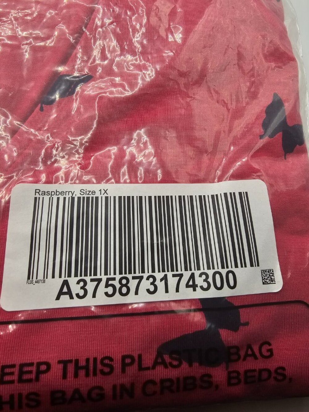 Belle by Kim Gravel Raspberry and Black Butterfly Long Sleeve Top 1X NOS - Picture 4 of 7